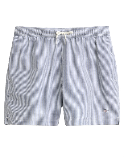 Gant - Striped Seersucker Badebukser - Vintage Blue